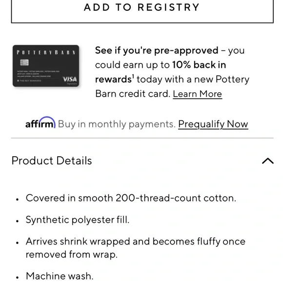 NWOT Pottery Barn 20 x20 down alternative insert - Picture 5 of 5